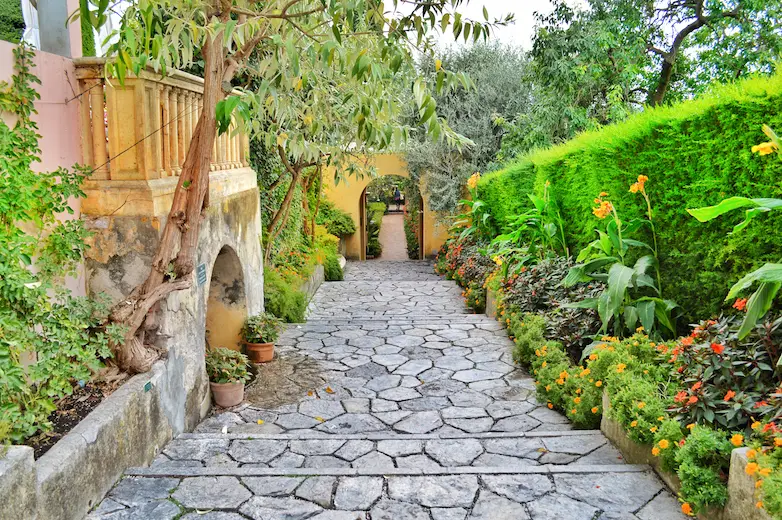 Garden walkway, Rothschild Villa, Nice, France
