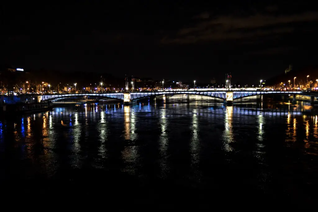 Lyon, France in lights at night
