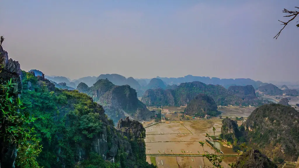 Aerial view of Tam Coc in Ninh Binh province in February Tam Coc in Ninh Binh province in February