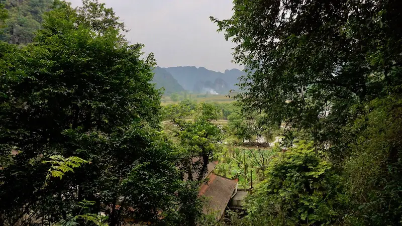 View of Ninh Binh from Bich Dong middle pagoda in Tam Coc, Vietnam